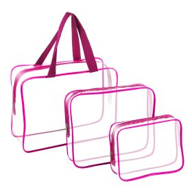 3Pcs Clear Travel Bags Waterproof Cosmetic Makeup Lotion Toiletry Wash Handbags Transparent Holder Pouch Kits For Swimming Travel Hotel (Option: 3PcsMakeupBagPink)