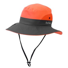 Women Summer Sun Bucket Hats Foldable UV Protection Cotton Cap Wide Brim Floppy Cap Packable Ponytail Mesh Travel Hat For Beach Fishing Camping Travel (Option: SunBucketHatOrange)
