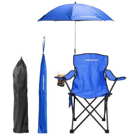 Camping Chair with Umbrella Lightweight Foldable Outdoor Chair with Cup Holder Detachable Sun Canopy Carrying Bag 330LBS Max Load for Beach Picnic Tra (Option: CampingChairRoyalBlue)